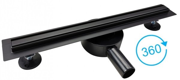 AQUALine - Odpływ liniowy podłogowy SLIM Kwadrat CZARNY Matowy Obrotowy syfon ROZMIAR 70cm RSK01BK700