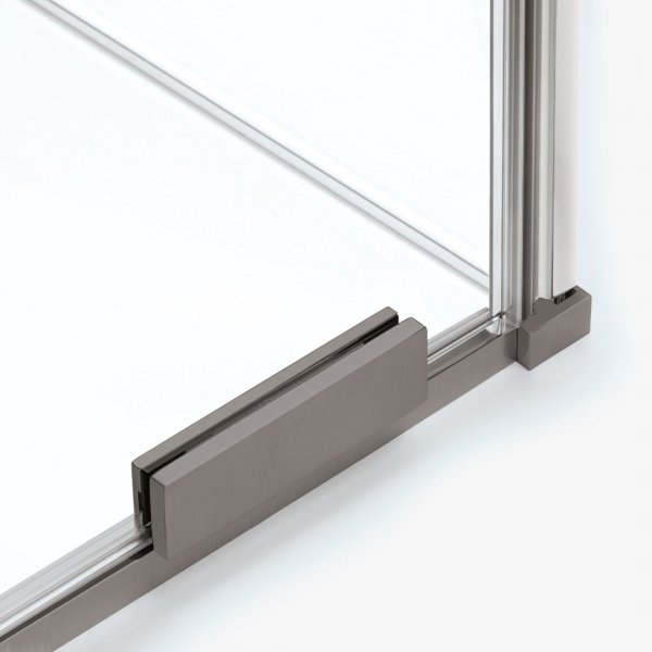 NEW TRENDY Drzwi wnękowe SMART GUNMETAL BRUSHED 1D U 130x200 szkło czyste 8mm Active Shield 2.0 - WIESZAK EXK-7827