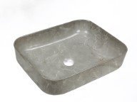 INVENA - Umywalka nablatowa FLORINA 51cm prostokątna efekt marmuru szara połysk  CE-40-705-C