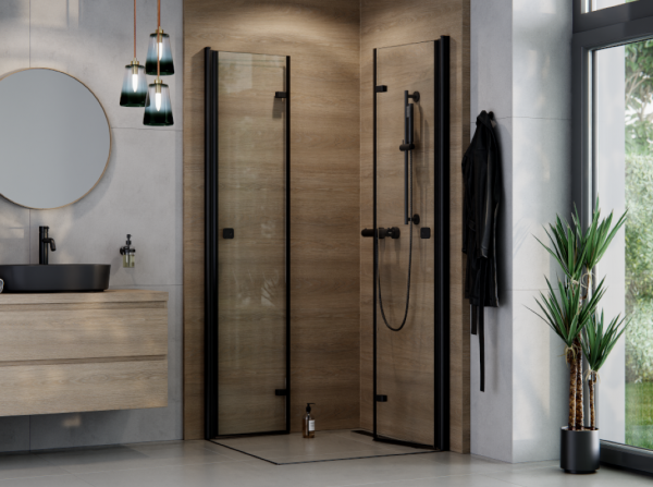 BESCO Kabina kwadratowa składana 80x80x195 Exo-H 80 Black KEHB-80-195