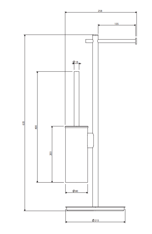 OMNIRES Stojak na papier i szczotkę toaletową MODERN PROJECT miedź szczotkowana MP60810CPB