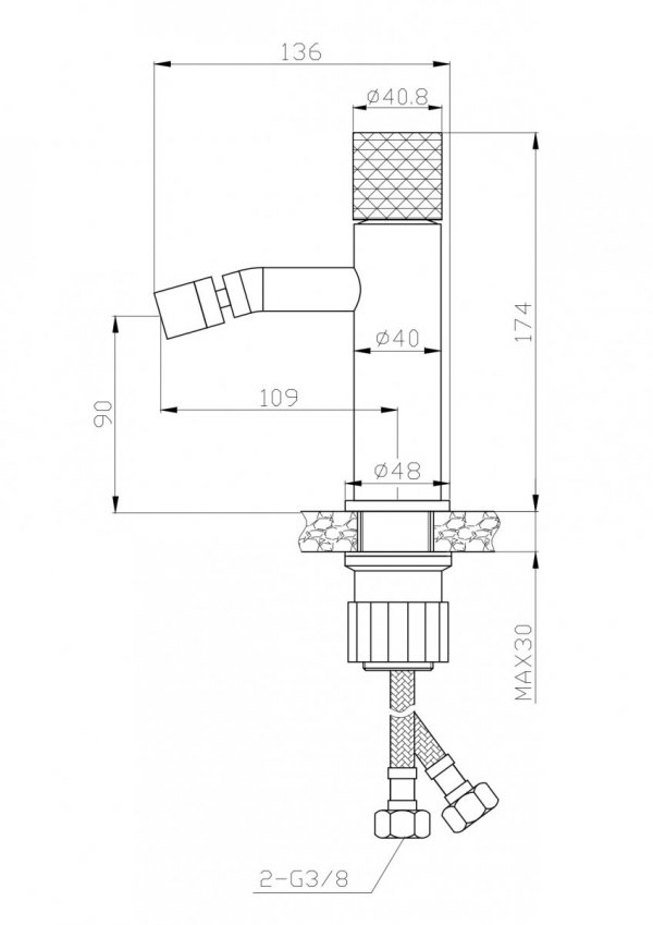 SEA HORSE - Bateria bidetowa stojąca OVE BLACK czarna  BJV308B