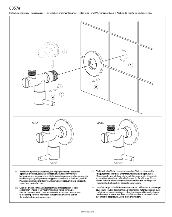 OMNIRES zawór kątowy miedź połysk 8857CP