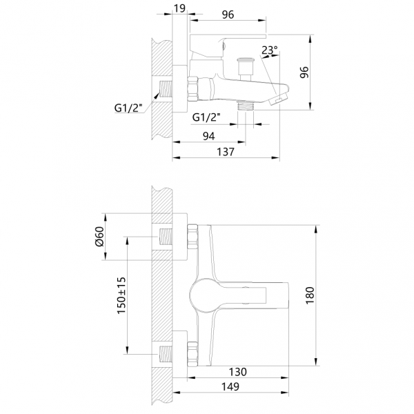 INVENA - Bateria wannow BRALOS chrom BW-07-001-A