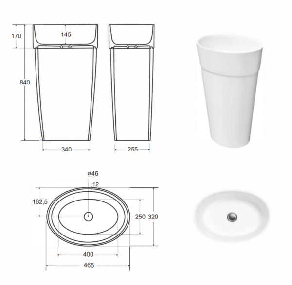 BESCO Uniqa Matt Biała wolnostojąca + kilk-klak chrom 32 x 46 x 84 #UMMB-U-WO
