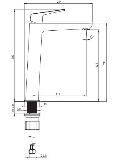 DEANTE - Bateria umywalkowa wysoka BLUR Chrom  BQL_020K