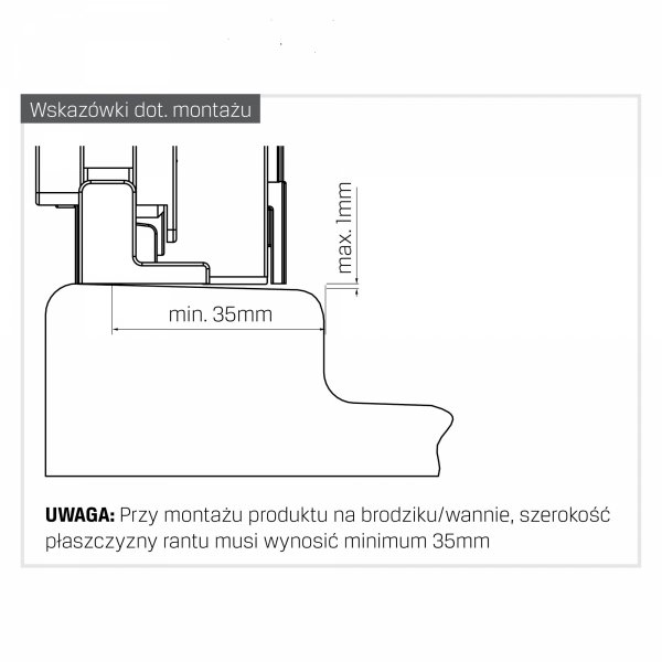 NEW TRENDY Kabina prysznicowa SMART BLACK 1D prostokątna U 110x80x200 szkło czyste 8mm Active Shield 2.0 - UCHWYT RELING EXK-6644