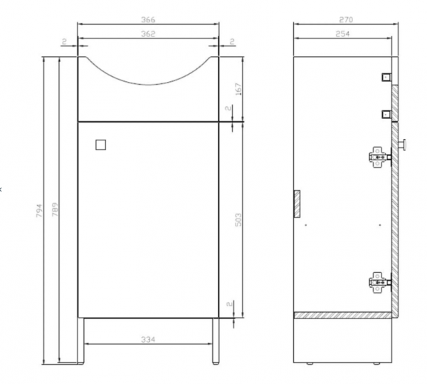 MITO - Set C11: zestaw szafka 40 cm BASIC biała + umywalka meblowa CERSANIA biały połysk  S801-536