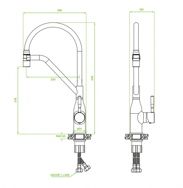 LAVEO Colina - bateria zlewozmywakowa stojąca z wylewką U grafit BCO_978D