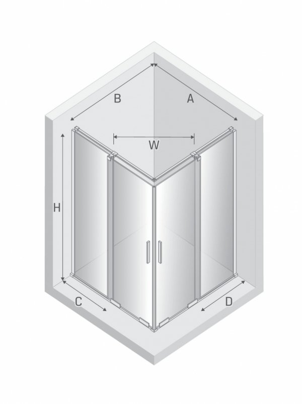 NEW TRENDY Kabina prysznicowa SMART GUNMETAL BRUSHED 2D prostokątna U 90x100x200 szkło czyste 8mm Active Shield 2.0 EXK-7915