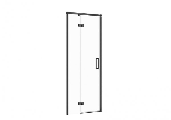 CERSANIT - Drzwi na zawiasach kabiny prysznicowej LARGA czarna 80x195 LEWE szkło transparentne  S932-127