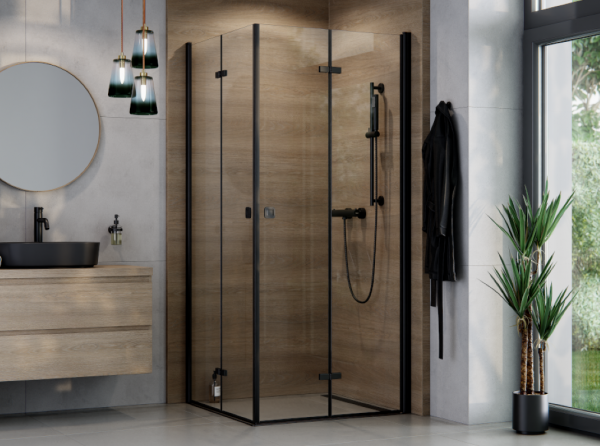 BESCO Kabina kwadratowa składana 80x80x195 Exo-H 80 Black KEHB-80-195