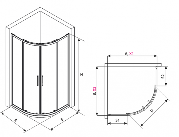 AQUAFORM Kabina prysznicowa półokrągła AZUL 80x80x185 szkło transparentne 5mm profil chrom AQ.100-501101
