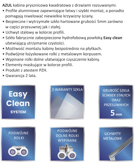 AQUAFORM Kabina prysznicowa AZUL kwadratowa 80x80x185 szkło transparentne 5mm profil czarny mat AQ.101-501111