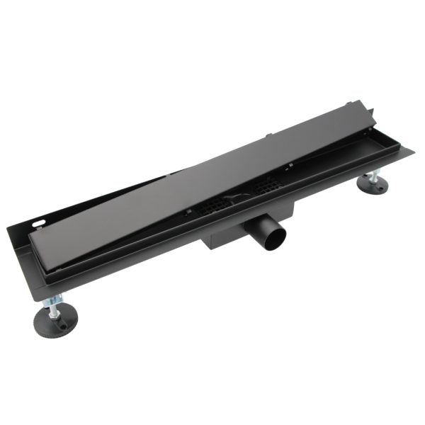 AQUALINE Odpływ liniowy przyścienny 2w1 ze stałym syfonem czarny 80cm LS04BK800
