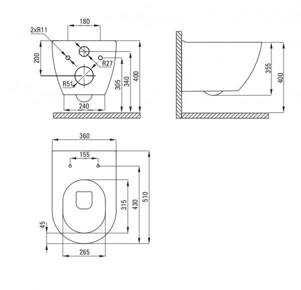 DEANTE  DESKA+MISKA WISZĄCA BEZKOŁNIERZOWA PEONIA ZERO CDED6ZPW