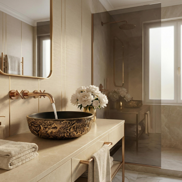 REA Umywalka nablatowa 42cm Babilon Gold 