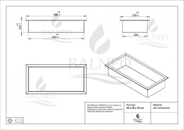  BALNEO WALL-BOX ONE Inox Półka wnękowa ze stali nierdzewnej 45x20x10 cm