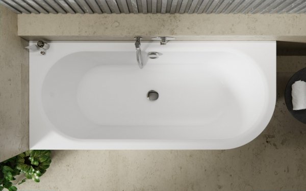 BESCO Wanna wolnostojąca przyścienna Avita A-line 150 L + syfon z napełnieniem czarny #WAA-150ALCN