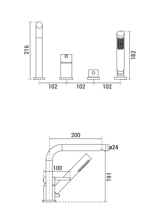 BESCO Bateria wannowa 4-otworowa Zea miedź szczotkowana BW-Z4-MS
