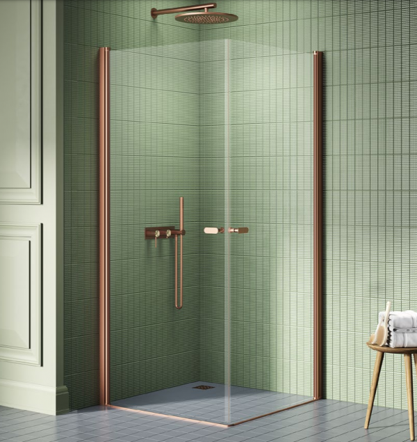NEW TRENDY Kabina prysznicowa NEW SOLEO COPPER BRUSHED 2D prostokątna U 70x80x195 szkło czyste 6mm Active Shield - wahadłowe K-2008