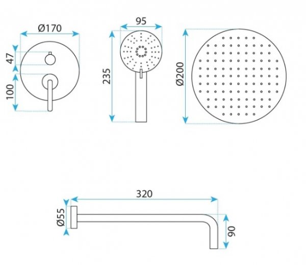 REA - Zestaw natryskowy podtynkowy ONTARIO Czarny + BOX