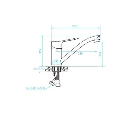 KUCHINOX - Bateria umywalkowa ATEZ stojąca z ruchomą wylewką Chrom  BTK_026D