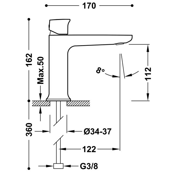 TRES LOFT Bateria jednouchwytowa umywalkowa- Czarny brąz 22210402KMB