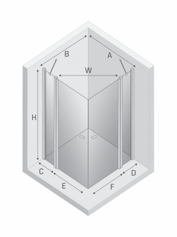 NEW TRENDY Kabina prysznicowa NEW SOLEO GOLD BRUSHED 2D prostokątna U 120x120x195 szkło czyste 6mm Active Shield 2.0 - z el. stałym K-4248