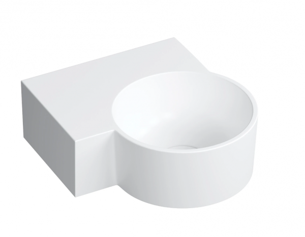 OMNIRES umywalka nablatowa/wisząca - lewa, 33 x 34 cm OVO M+ biały mat OVO335UWLBM