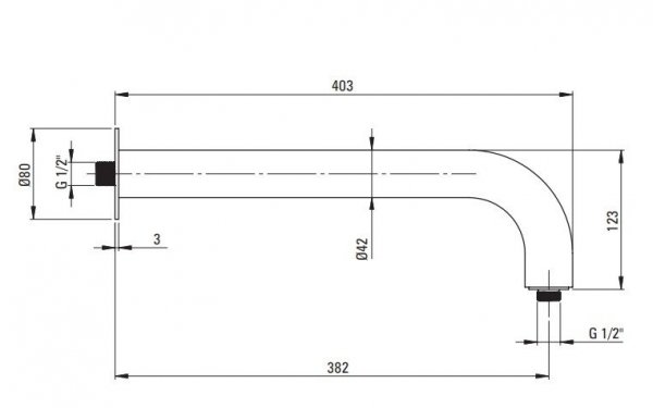 DEANTE - Wylewka prysznicowa SILIA ścienna - 380 mm Nero/Czarny Mat NQS_N41K