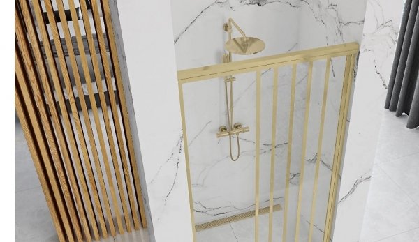 REA - Drzwi prysznicowe przesuwne ALEX GOLD BRUSH / ZŁOTO SZCZOTKOWANE 120cm