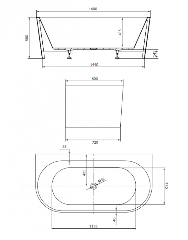 CERSANIT WANNA WOLNOSTOJĄCA PRZYŚCIENNA CREA 160x80 S931-036
