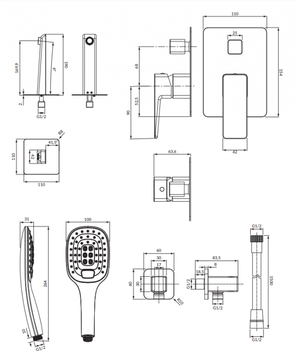 OMNIRES System wannowy podtynkowy PARMA SYSPMW01CR