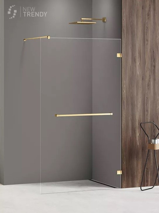 NEW TRENDY Kabina ścianka WALK-IN AVEXA GOLD SHINE z wieszakiem relingowym 80x200 EXK-3225