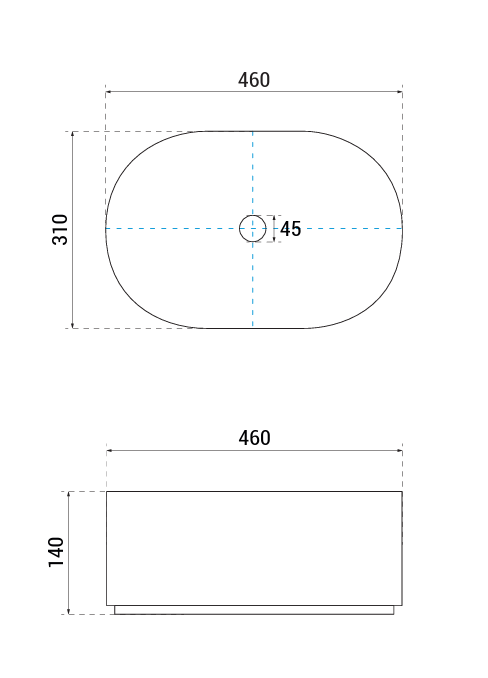 BESCO Umywalka nablatowa Lova Cera-Line 46 Matt Gun Metal  UNCM-46-LOGM