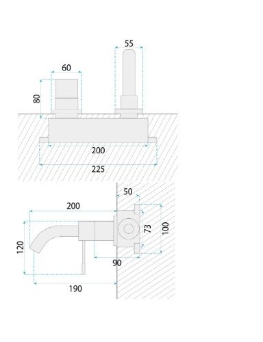 REA - Bateria Podtynkowa LUNGO Diamond Miedź + BOX
