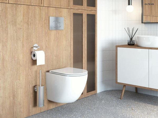 Zestaw Oltens Hamnes miska WC wisząca PureRim z powłoką SmartClean z deską wolnoopadającą Ovan Slim biały 42518000