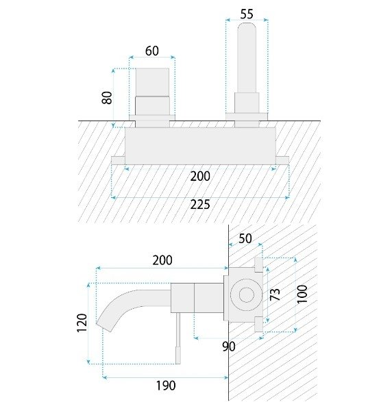 REA - Bateria Podtynkowa LUNGO Diamond Chrom + BOX