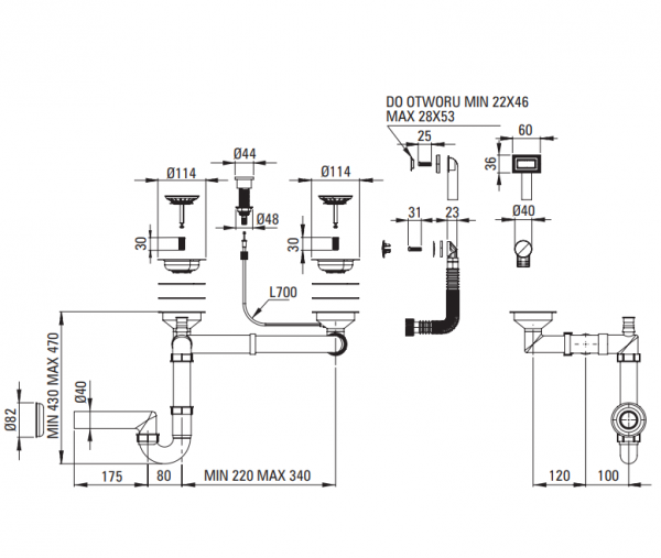 DEANTE Zlewozmywak granitowy magnetyczny 2-komorowy z ociekaczem MAGNETIC nero ZRM_N213