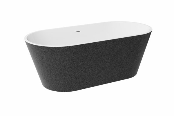 BESCO Wanna wolnostojąca Deeva Glam Grafitowa 180x80 + maskownica odpływu gun metal #WWA-180DGGM