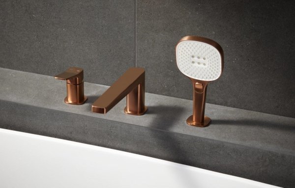 ARMATURA KRAKÓW KFA Bateria wannowa 3-otworowa MALAGA BRUSHED ROSE GOLD 4525-210-34