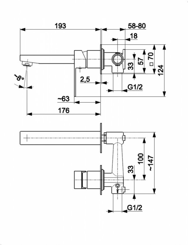 ARMATURA KRAKÓW KFA bateria umywalkowa podtynkowa LOGON GUN METAL GREY 5139-810-61