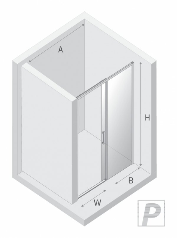 NEW TRENDY Drzwi wnękowe PRIME GUNMETAL BRUSHED 1D L 160x200 szkło czyste 6mm Active Shield 2.0 D-0897A