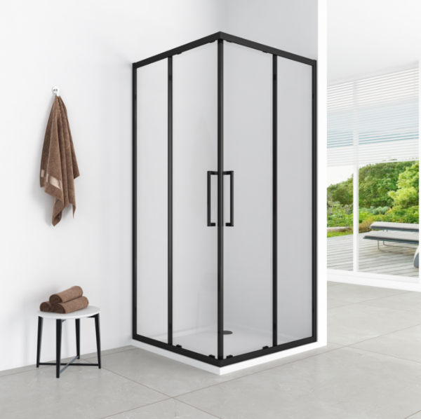 AQUAFORM LAZURO KABINA KWADRATOWA 90X90X200 BLACK MATT, SZKŁO CZYSTE 6MM EASY CLEAN AQ.101-502111