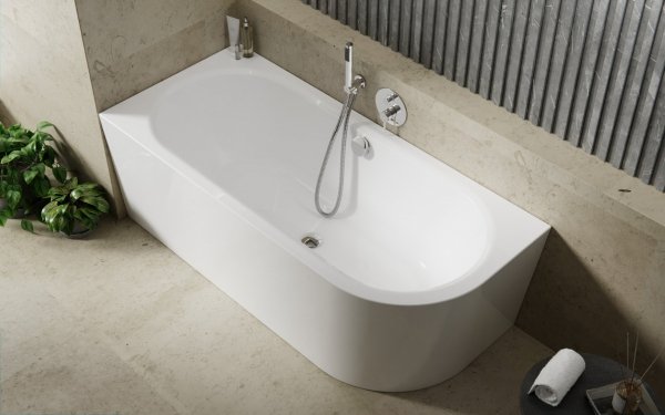 BESCO Wanna wolnostojąca przyścienna Avita A-line 150 L + syfon z napełnieniem złoty #WAA-150ALZN