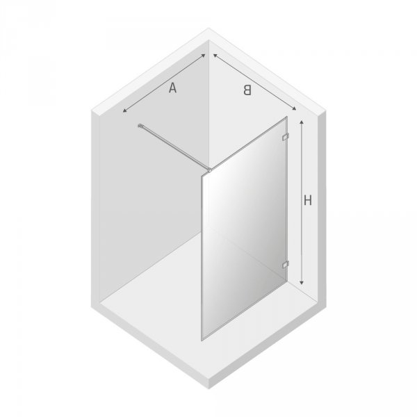 NEW TRENDY Kabina ścianka walk-in Avexa White 130x200 czarna aluminiowa ramka szkło 6mm EXK-2914