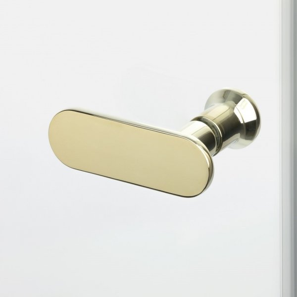 NEW TRENDY Kabina prysznicowa New Soleo Light Gold, pięciokątna, asymetryczna, drzwi podwójne 100x80 K-1669