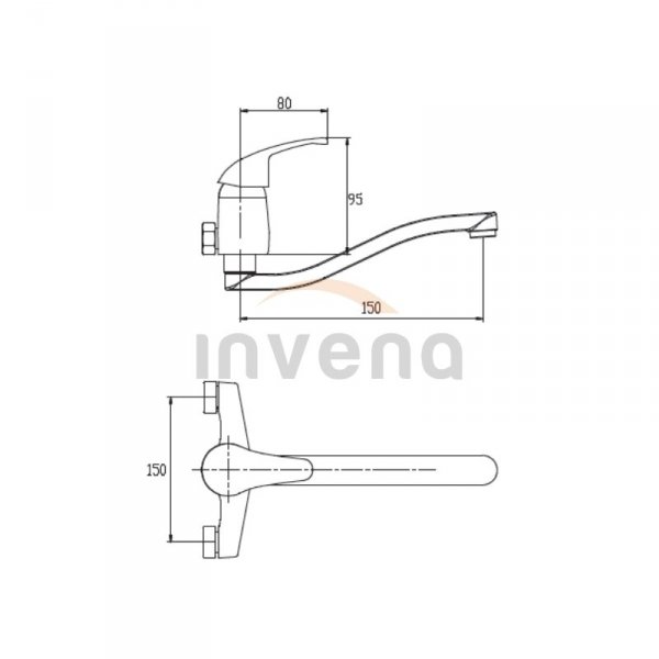 INVENA - Bateria zlewozmywakowa ścienna z wylewką 15cm MISTRIS BC-79-K01-B