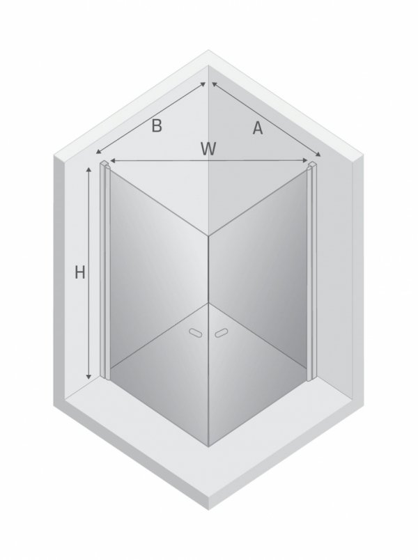NEW TRENDY Kabina prysznicowa NEW SOLEO GUNMETAL BRUSHED 2D prostokątna U 80x100x195 szkło czyste 6mm Active Shield - wahadłowe K-2179